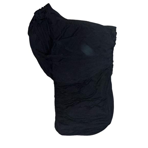 STUDIO Y | SLEEVELESS ONE SHOULDER BLACK MINI DRESS OR TUNIC TOP - Picture 11 of 12